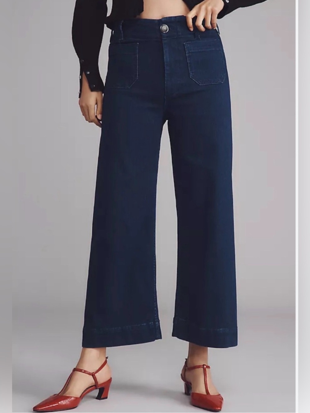 Anthropologie Maeve The Collette Wide-Leg Jeans Patch Pockets Size 26P